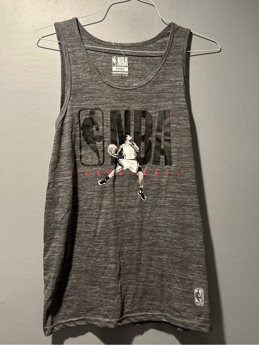 * NBA Shirt Gray Tank Top Sleeveless Adult Basketball Gym Workout.